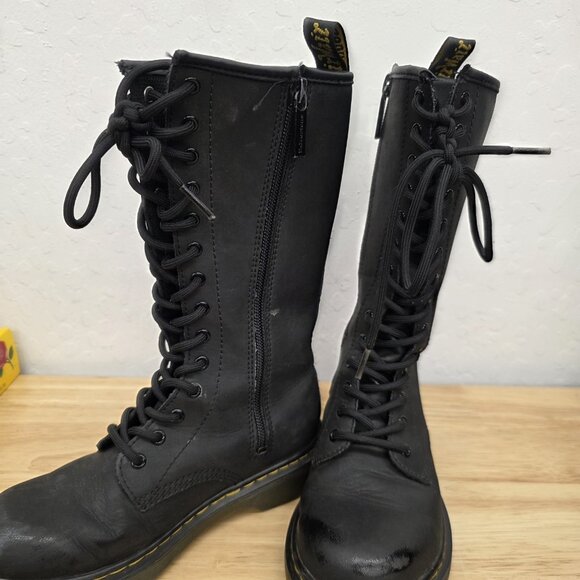 Dr Martens Boots Kids Size 1 1914 Mid Calf Tall Lace Up Zip Up Punk Rock - Picture 5 of 12